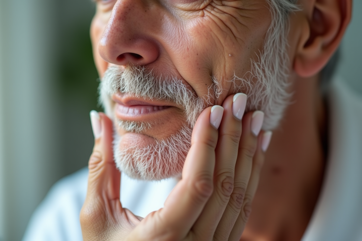 Gros plan sur des mains appliquant une creme raffermissante sur un homme