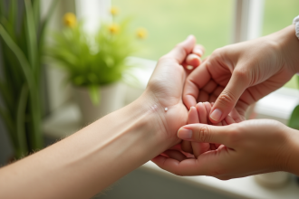 Application de gel herbal sur une petite griffure