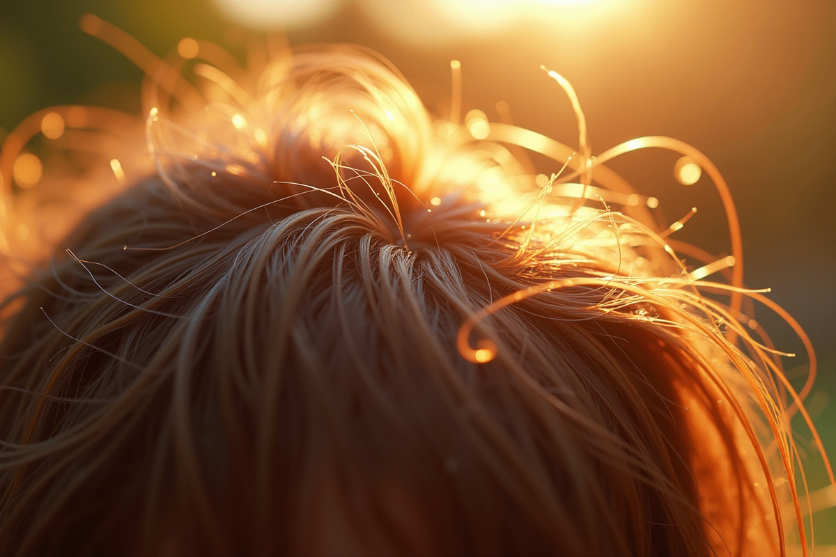 Gros plan sur cheveux non lavés et texture du cuir chevelu