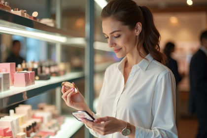 Femme élégante dans une boutique de beauté moderne