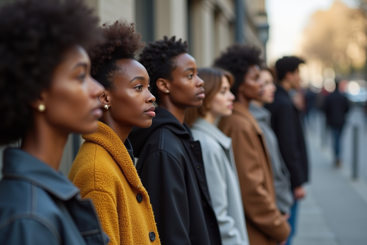 Groupe de modèles débutants en ville lors d'une séance photo