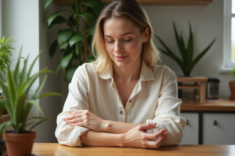 Jeune femme appliquant gel d'aloe sur une cicatrice