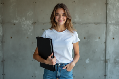 Jeune femme confiante en portrait urbain naturel