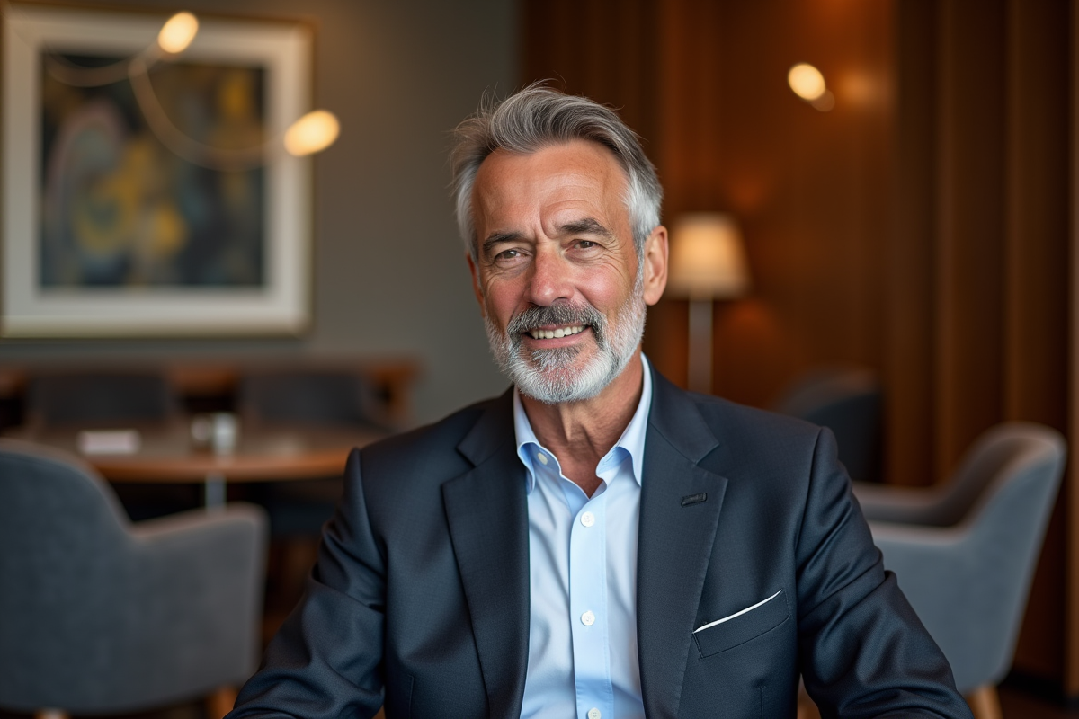 Homme en costume recevant un massage du cuir chevelu dans un salon