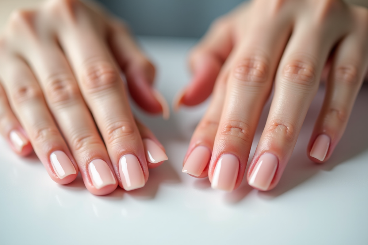 Comparaison entre ongles naturels et artificiels sur une table de beauté
