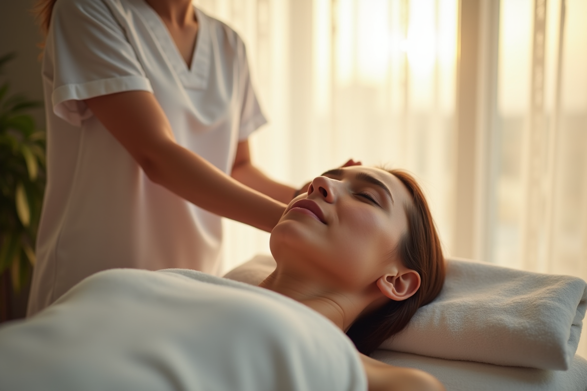 Séance de thérapie relaxante avec praticien et patient